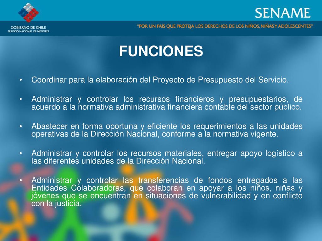 FUNCIONES Coordinar para la elaboración del Proyecto de Presupuesto del Servicio.