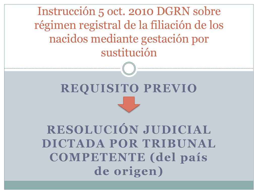 Instrucción 5 oct DGRN sobre régimen registral de la filiación de los nacidos mediante gestación por sustitución