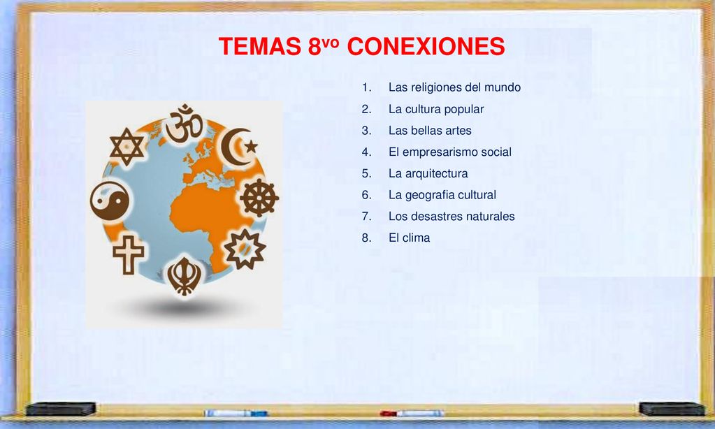 TEMAS 8vo CONEXIONES Las religiones del mundo La cultura popular