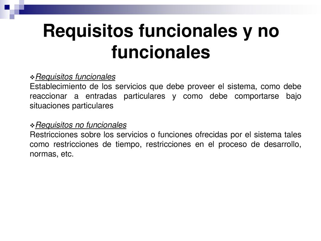 Requisitos funcionales y no funcionales