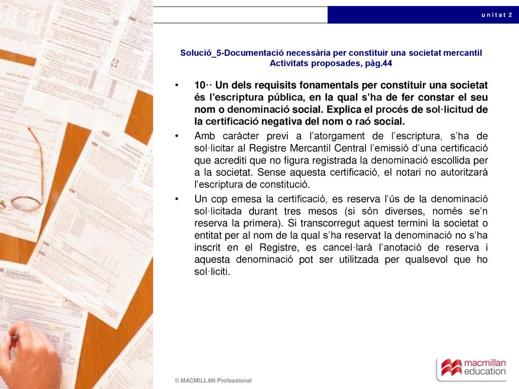 Solució_5-Documentació necessària per constituir una societat mercantil Activitats proposades, pàg.44