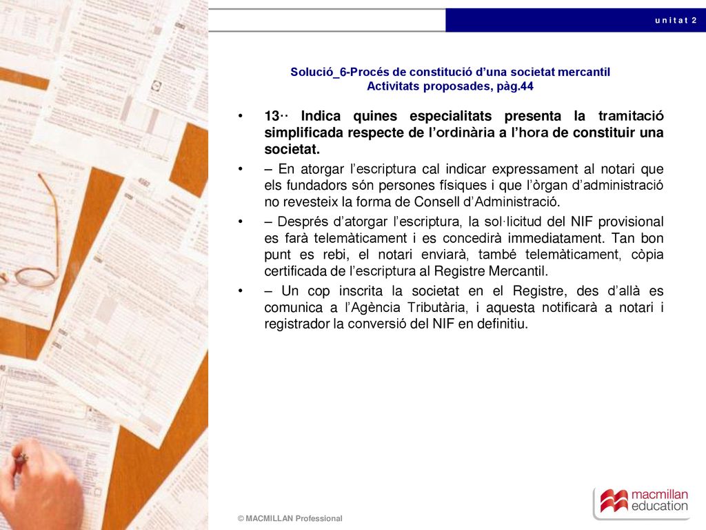 Solució_6-Procés de constitució d’una societat mercantil Activitats proposades, pàg.44