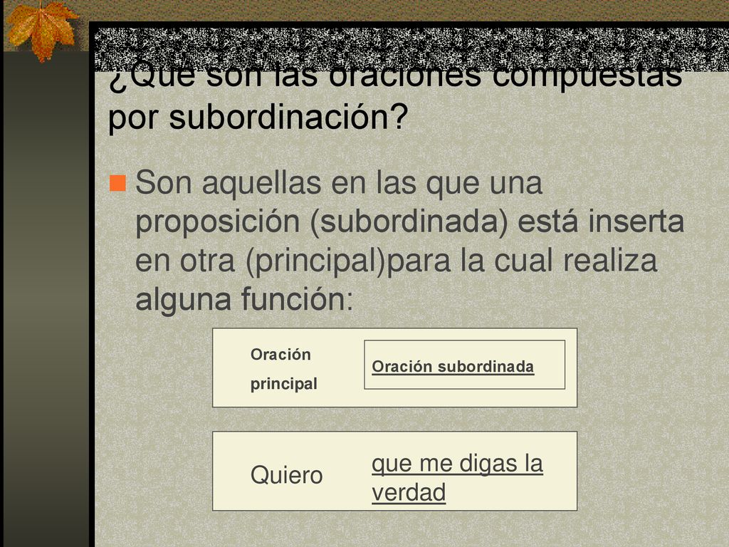 ¿Qué son las oraciones compuestas por subordinación