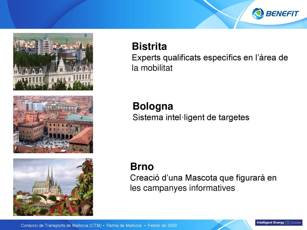 Bistrita Experts qualificats específics en l’àrea de la mobilitat. Bologna. Sistema intel·ligent de targetes.
