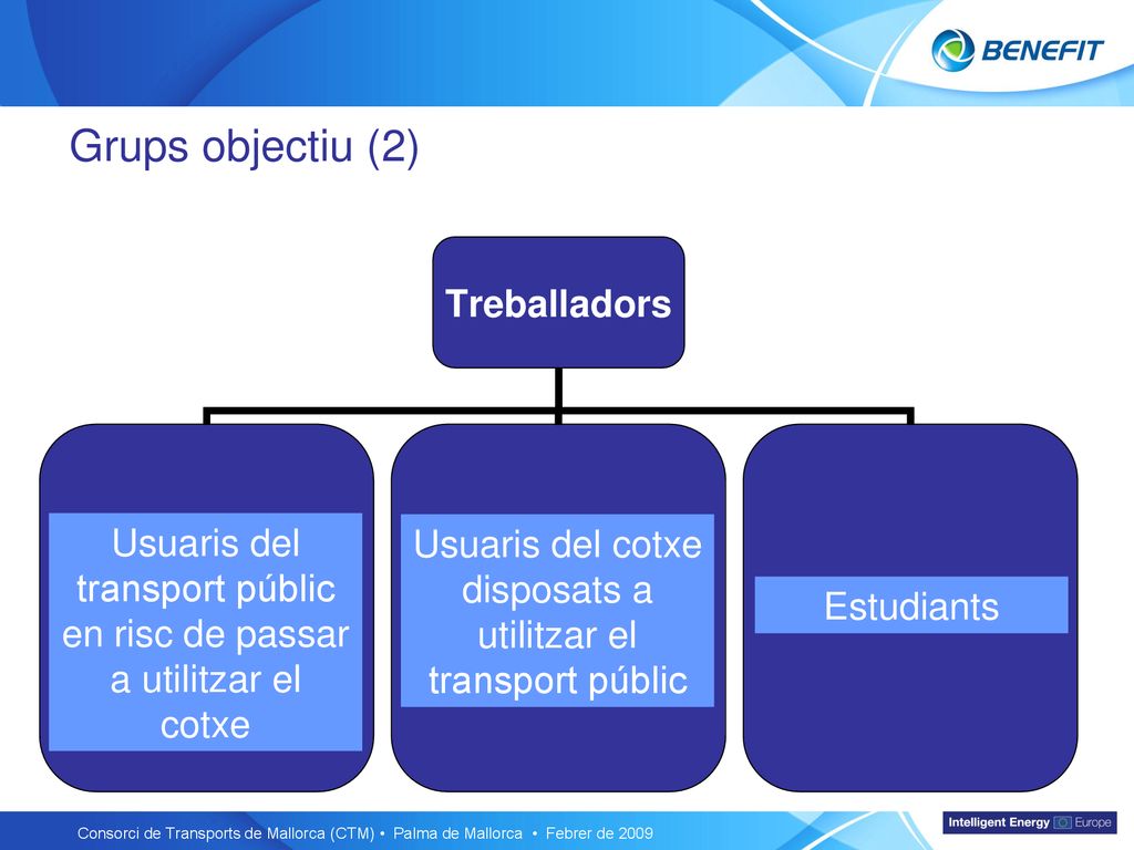 Grups objectiu (2) Consorci de Transports de Mallorca (CTM) • Palma de Mallorca • Febrer de 2009