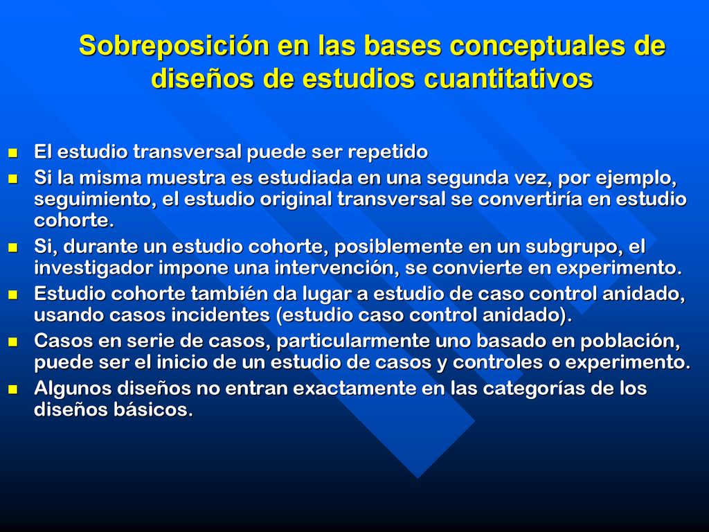 Sobreposición en las bases conceptuales de diseños de estudios cuantitativos