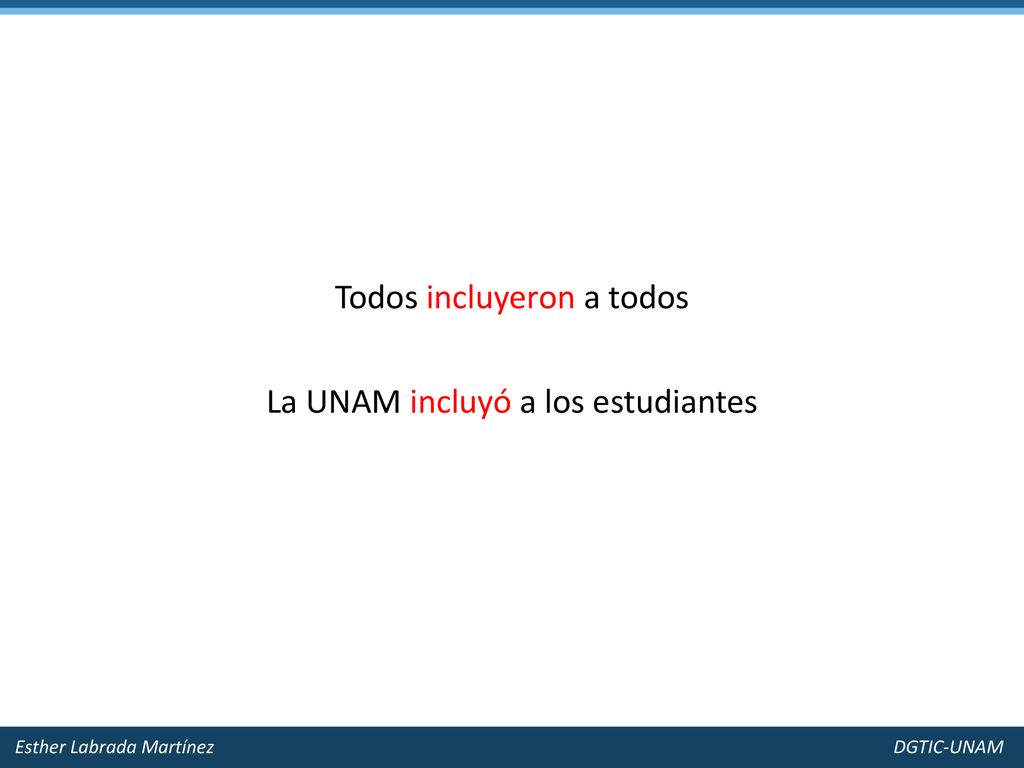Todos incluyeron a todos La UNAM incluyó a los estudiantes