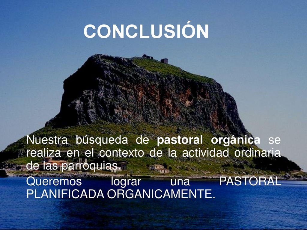 CONCLUSIÓN Nuestra búsqueda de pastoral orgánica se realiza en el contexto de la actividad ordinaria de las parroquias.