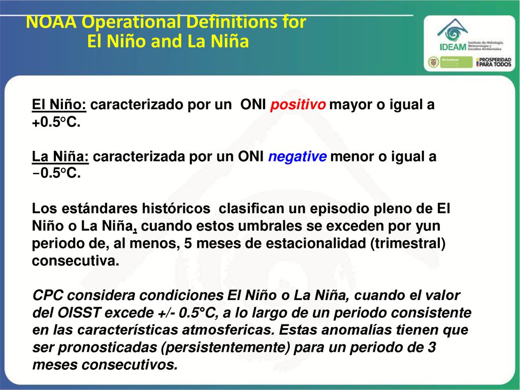 NOAA Operational Definitions for El Niño and La Niña