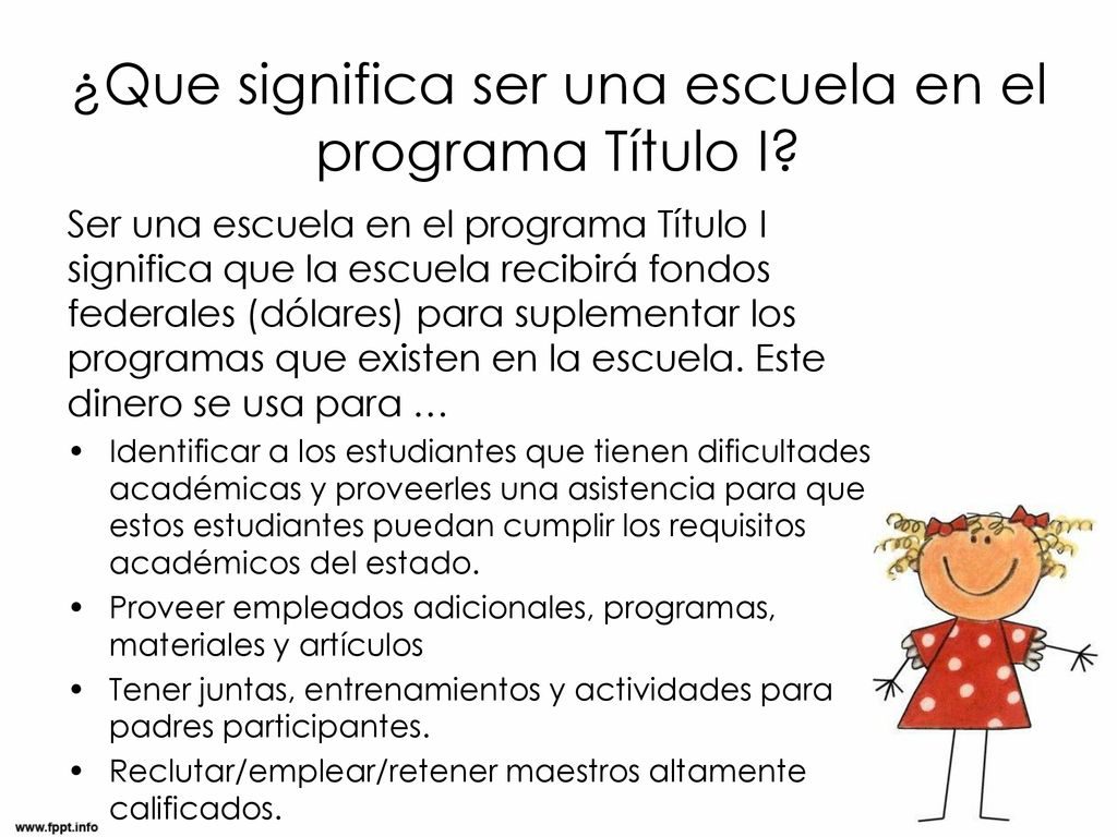 ¿Que significa ser una escuela en el programa Título I