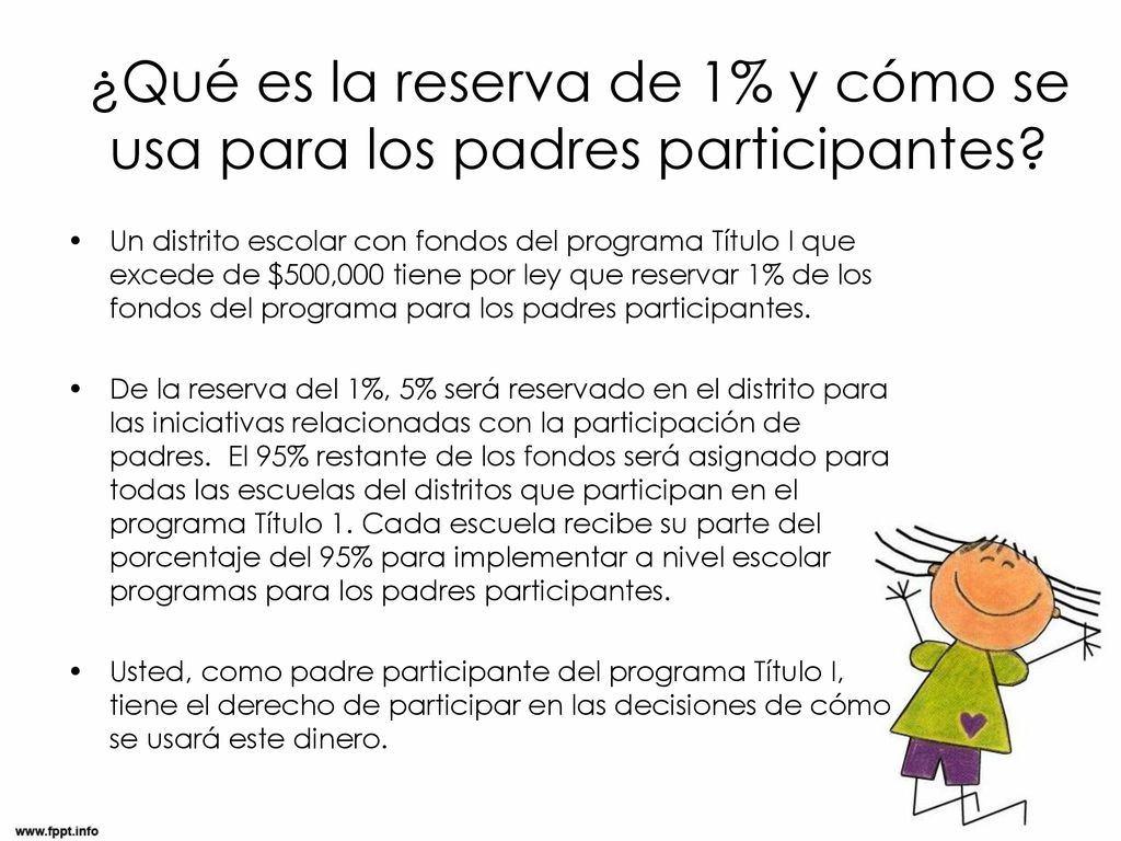 ¿Qué es la reserva de 1% y cómo se usa para los padres participantes
