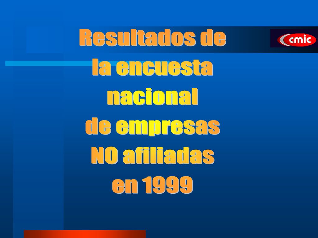 Resultados de la encuesta nacional de empresas NO afiliadas en 1999