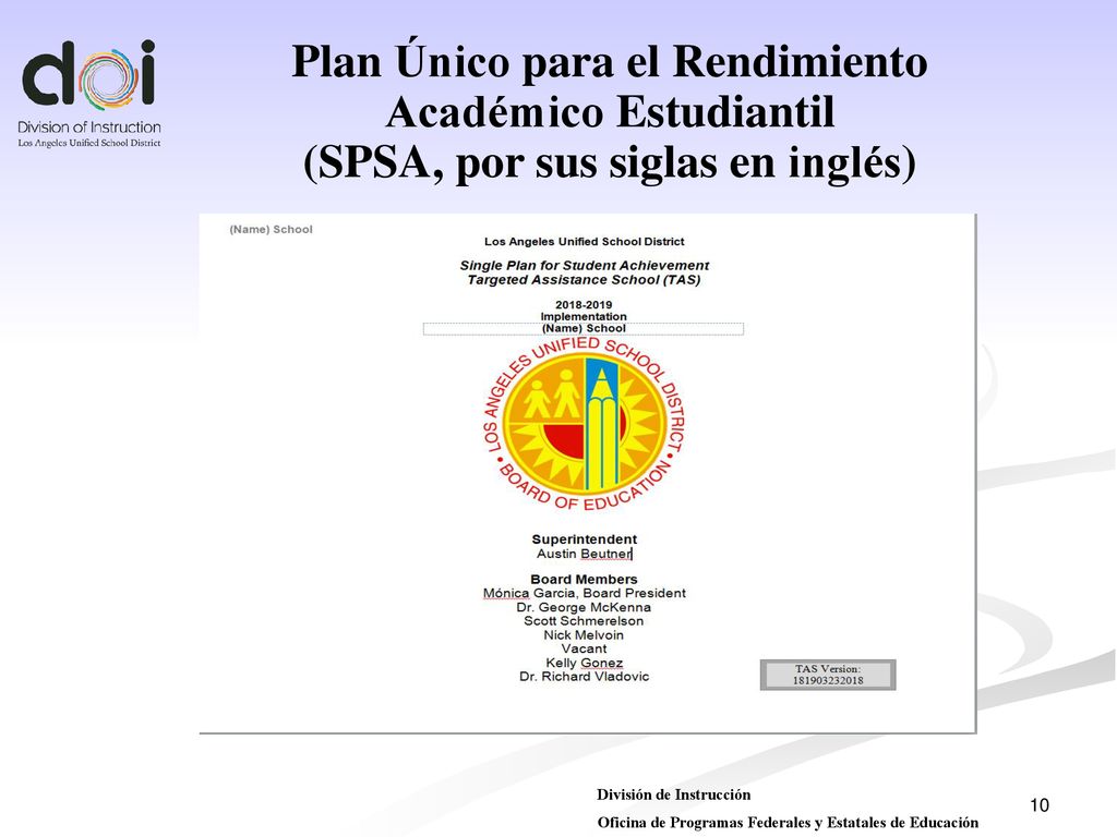 Plan Único para el Rendimiento Académico Estudiantil (SPSA, por sus siglas en inglés)
