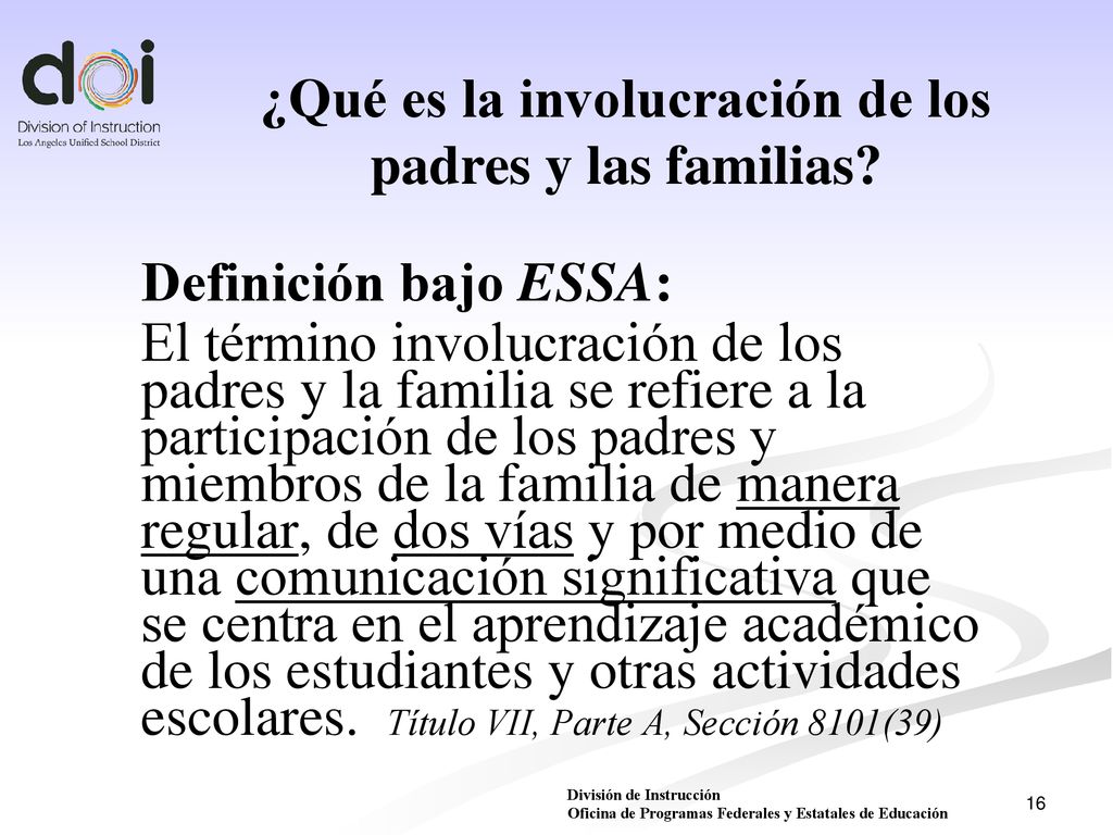 ¿Qué es la involucración de los padres y las familias