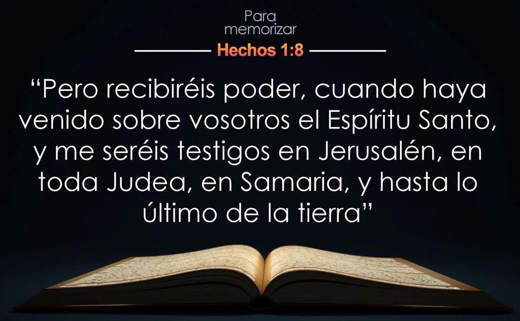 Pero recibiréis poder, cuando haya venido sobre vosotros el Espíritu Santo,