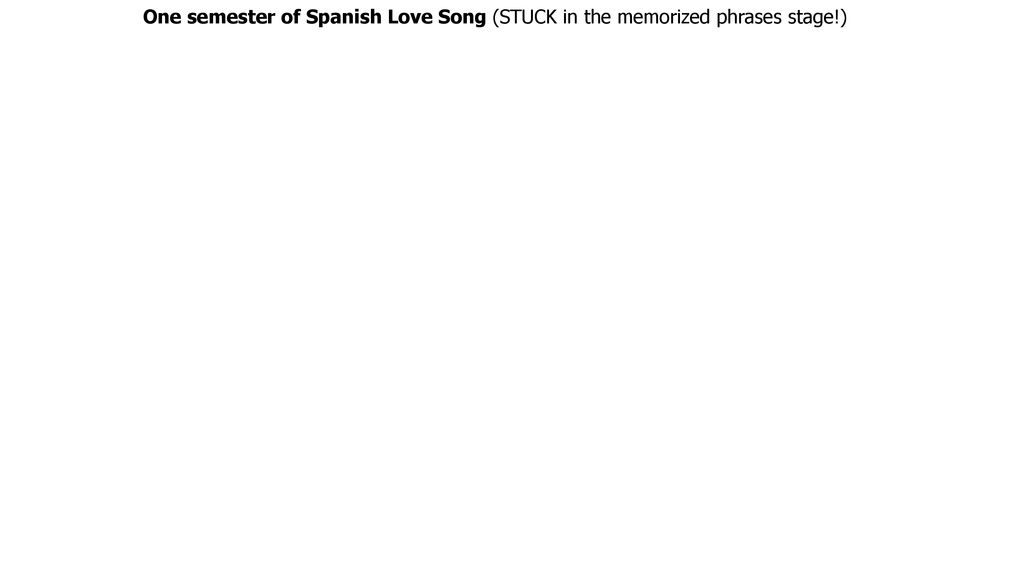One semester of Spanish Love Song (STUCK in the memorized phrases stage!)