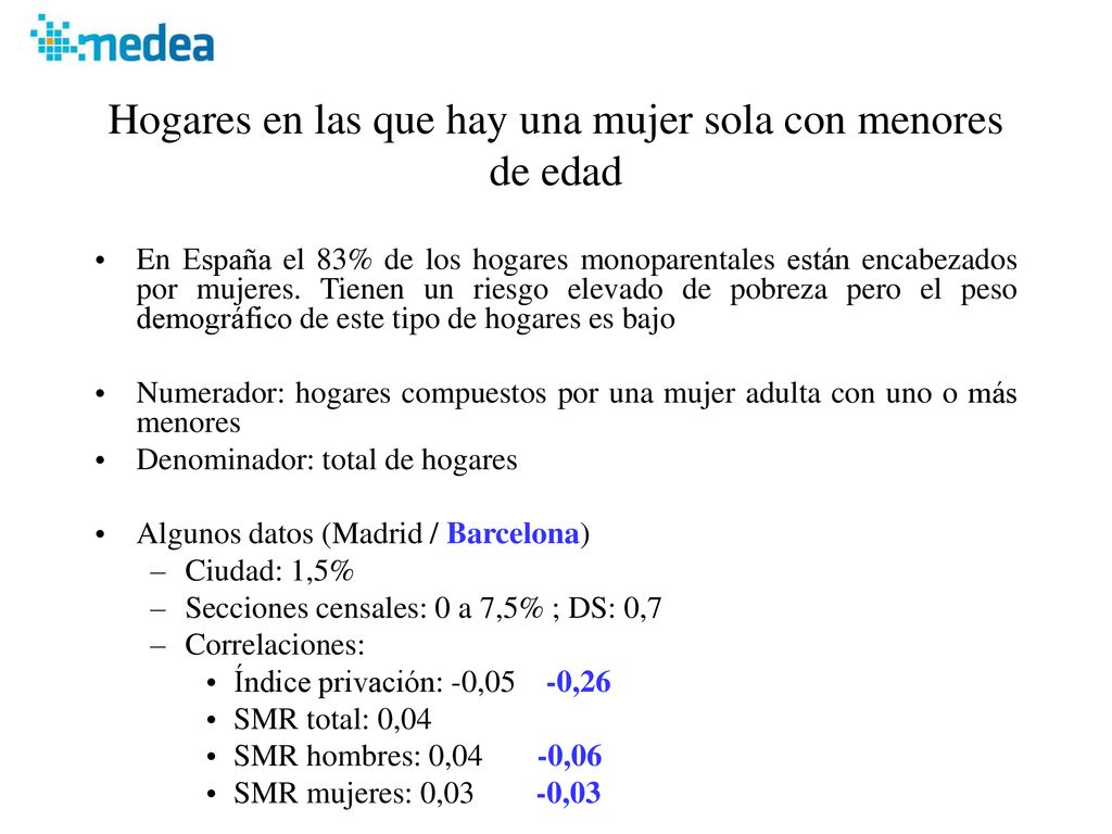 Hogares en las que hay una mujer sola con menores de edad