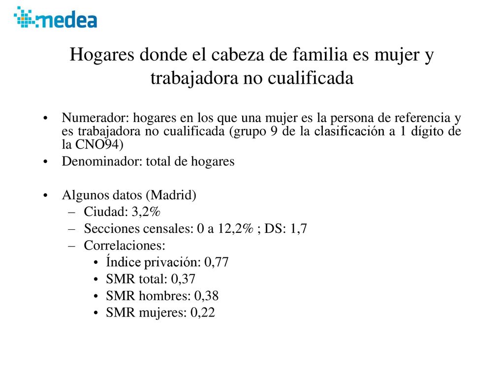 Hogares donde el cabeza de familia es mujer y trabajadora no cualificada