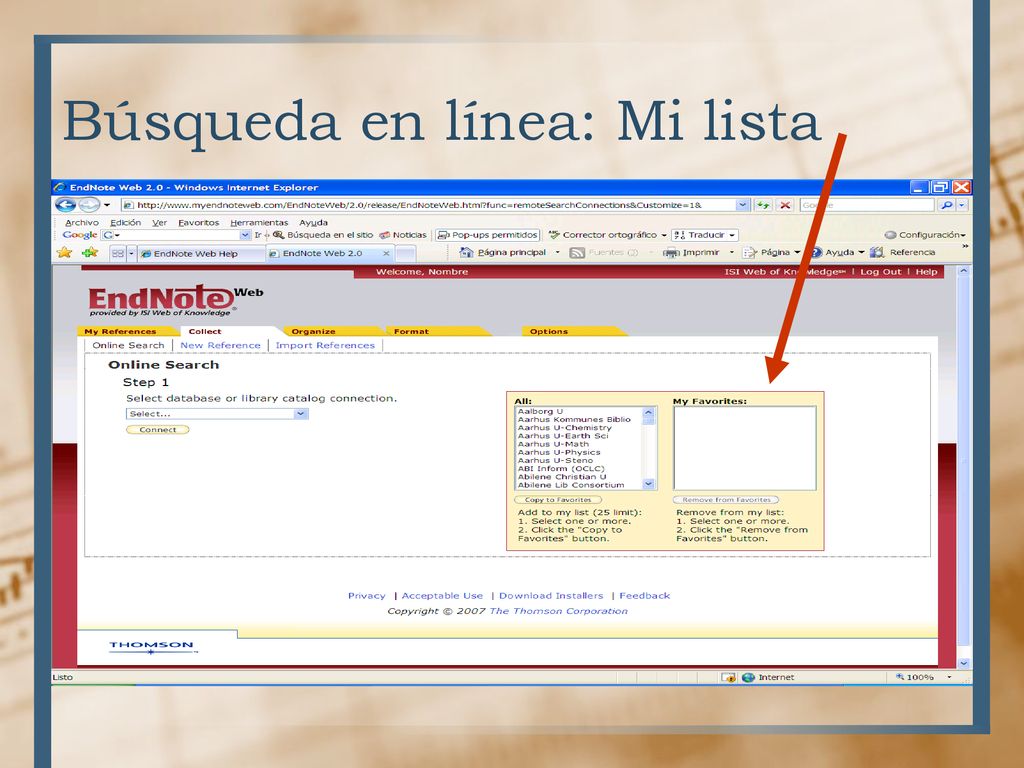 Búsqueda en línea: Mi lista