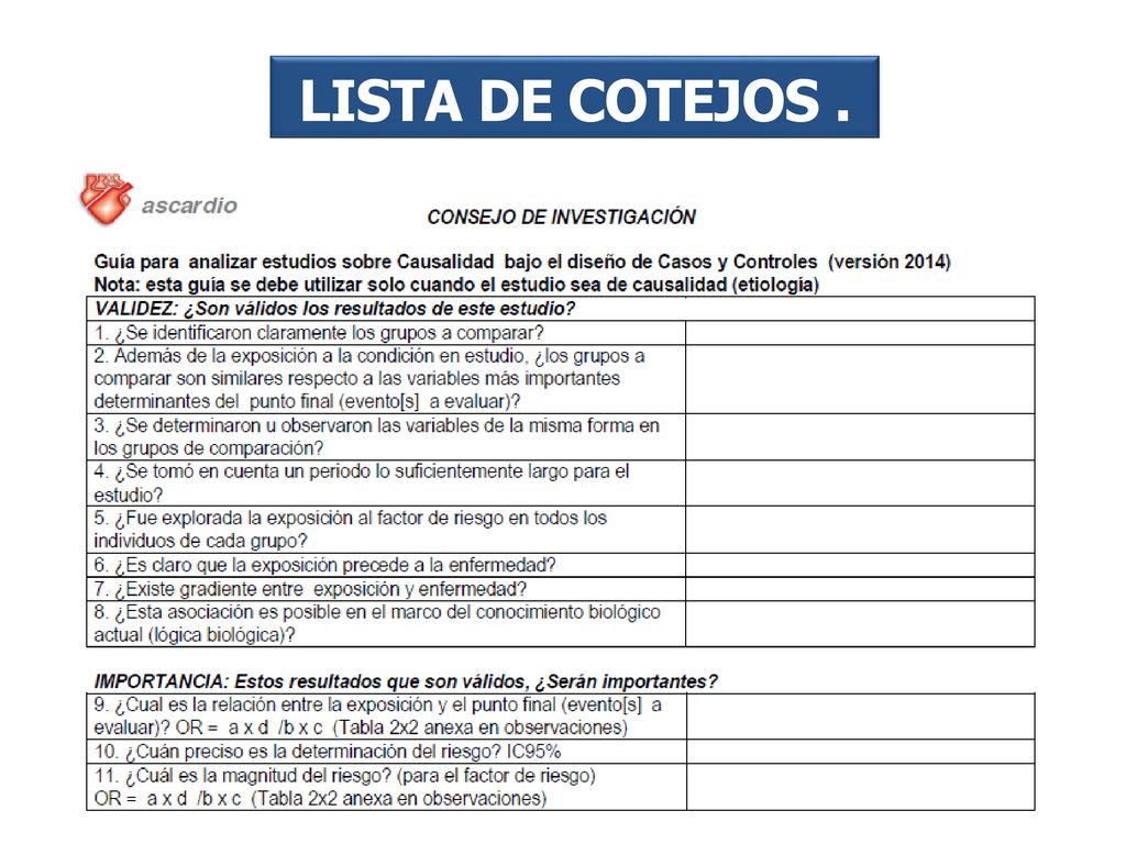 Lista de cotejos .