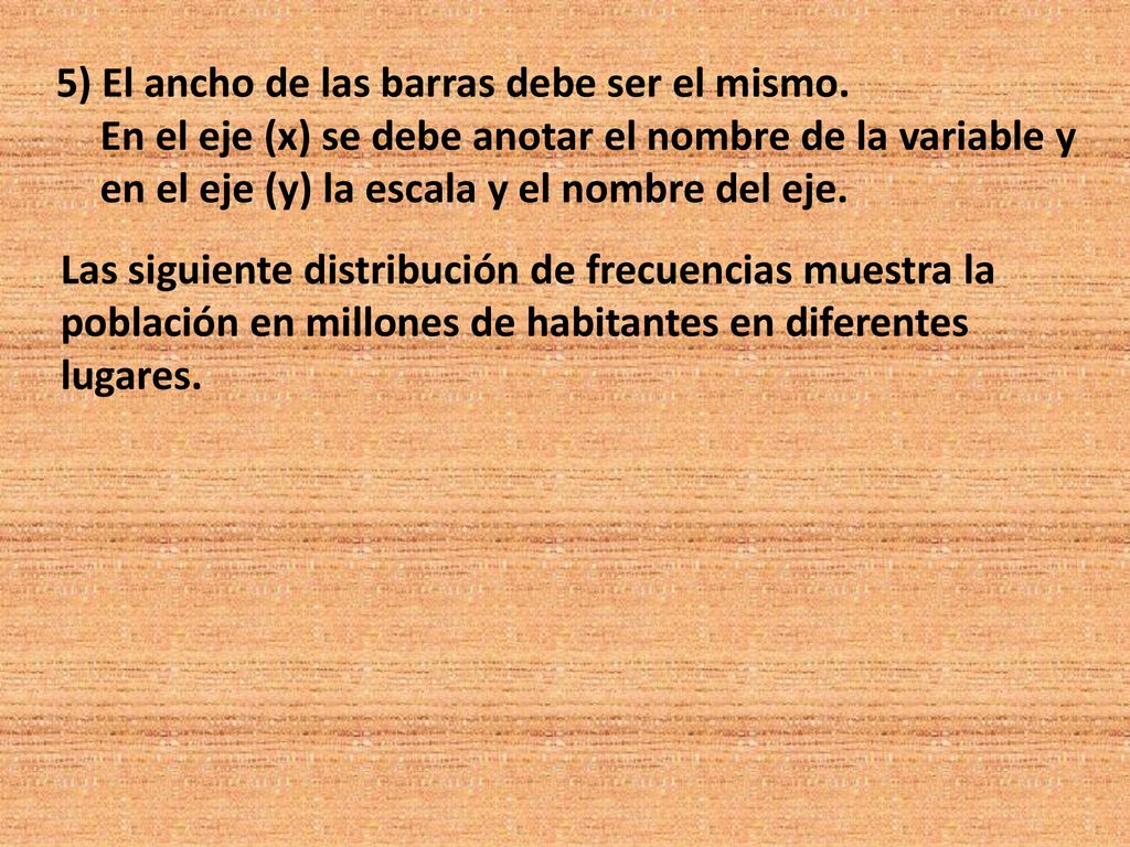 5) El ancho de las barras debe ser el mismo.
