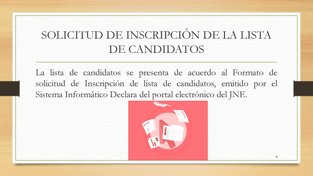 SOLICITUD DE INSCRIPCIÓN DE LA LISTA DE CANDIDATOS