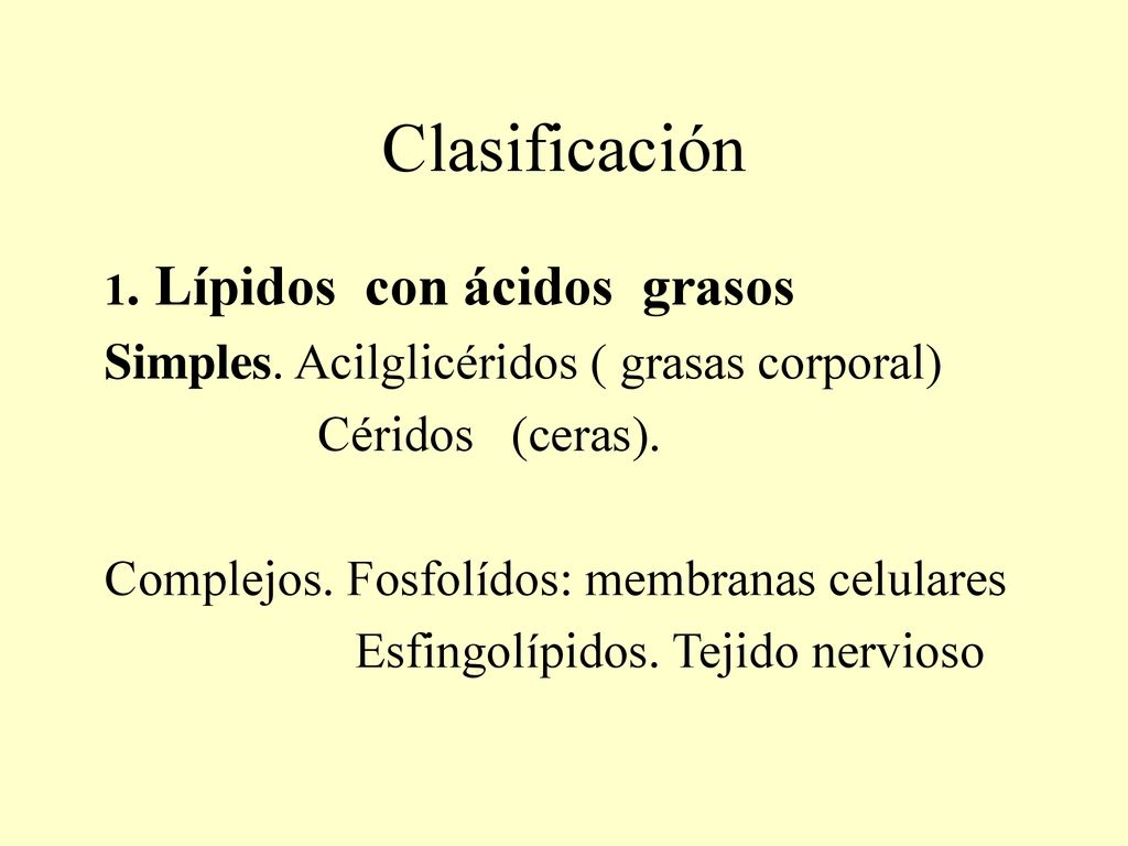 Clasificación Simples. Acilglicéridos ( grasas corporal)