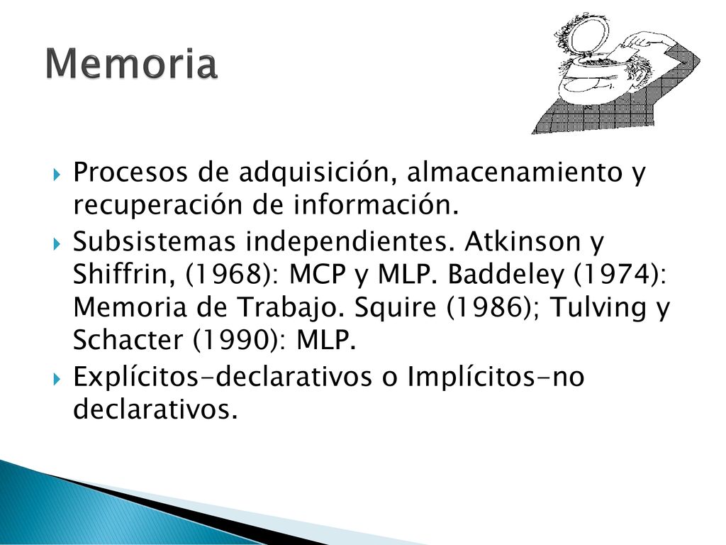 Memoria Procesos de adquisición, almacenamiento y recuperación de información.