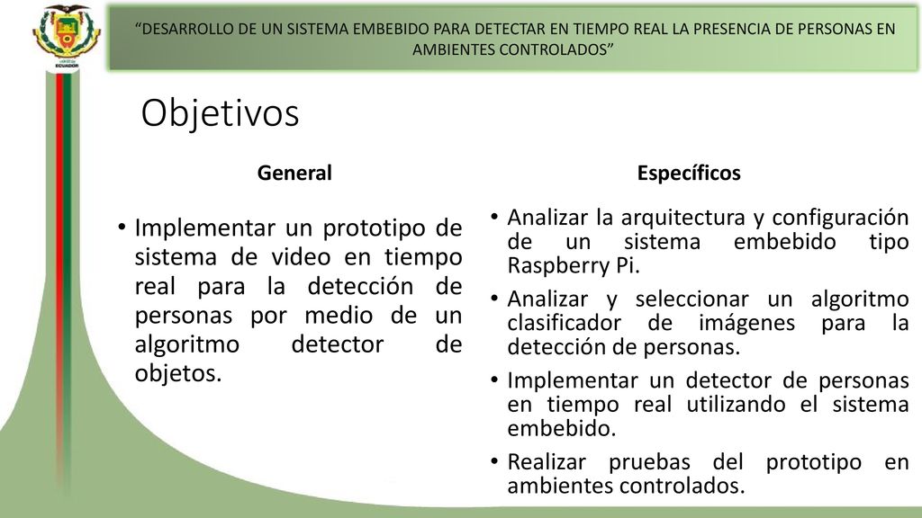 DESARROLLO DE UN SISTEMA EMBEBIDO PARA DETECTAR EN TIEMPO REAL LA PRESENCIA DE PERSONAS EN AMBIENTES CONTROLADOS