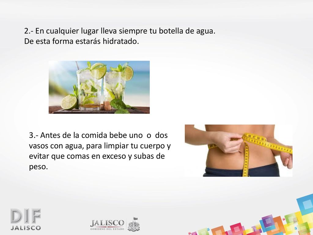 2.- En cualquier lugar lleva siempre tu botella de agua.