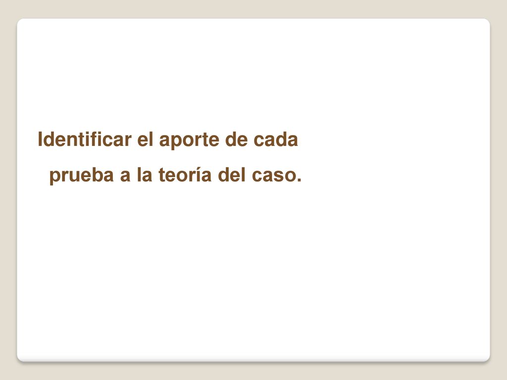 Identificar el aporte de cada prueba a la teoría del caso.