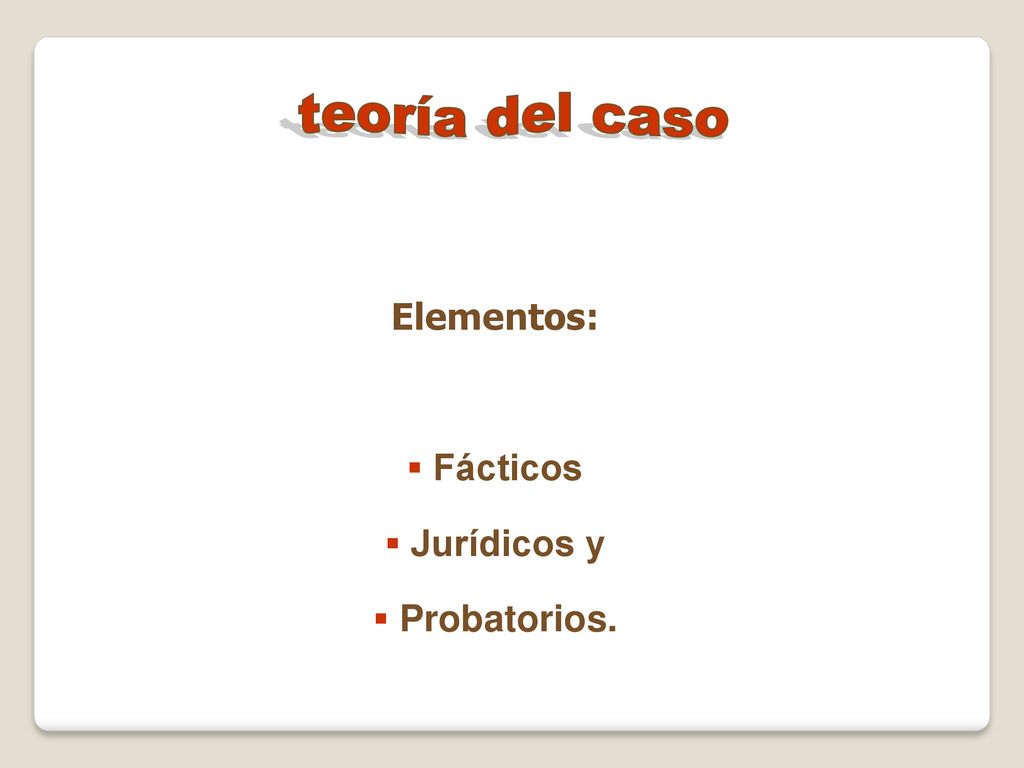 teoría del caso Elementos: Fácticos Jurídicos y Probatorios.