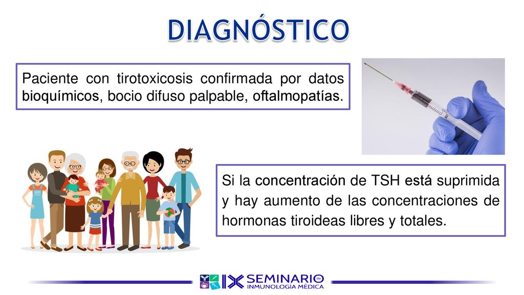 DIAGNÓSTICO Paciente con tirotoxicosis confirmada por datos bioquímicos, bocio difuso palpable, oftalmopatías.