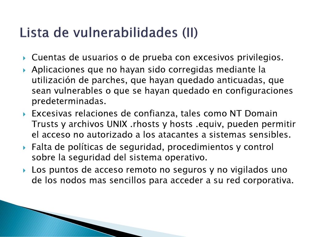 Lista de vulnerabilidades (II)