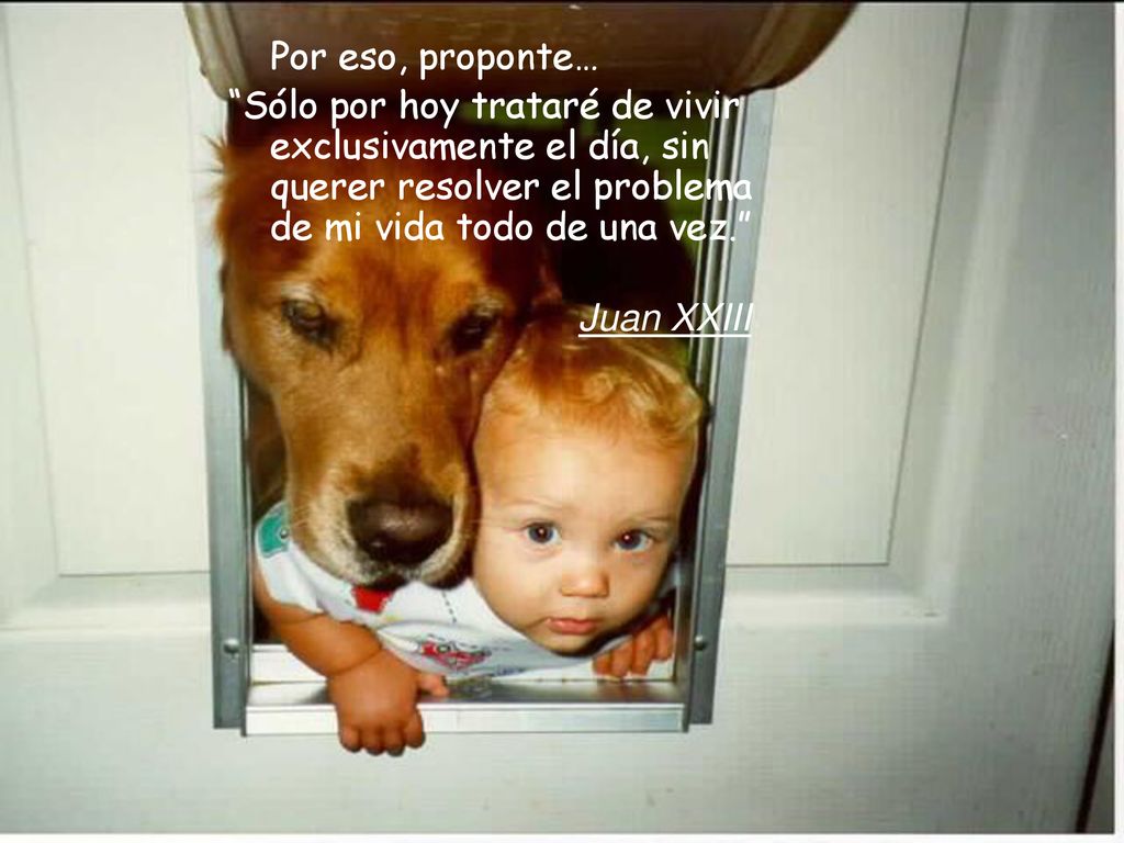 Por eso, proponte… Sólo por hoy trataré de vivir exclusivamente el día, sin querer resolver el problema de mi vida todo de una vez.