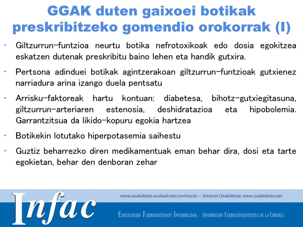 GGAK duten gaixoei botikak preskribitzeko gomendio orokorrak (I)