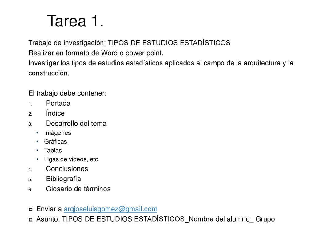 Tarea 1. Trabajo de investigación: TIPOS DE ESTUDIOS ESTADÍSTICOS
