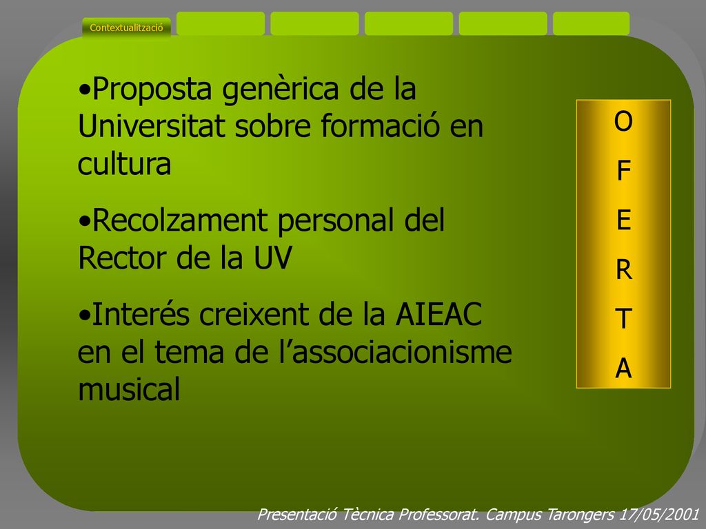 Proposta genèrica de la Universitat sobre formació en cultura
