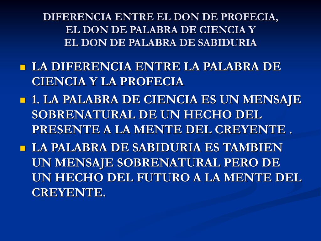 LA DIFERENCIA ENTRE LA PALABRA DE CIENCIA Y LA PROFECIA
