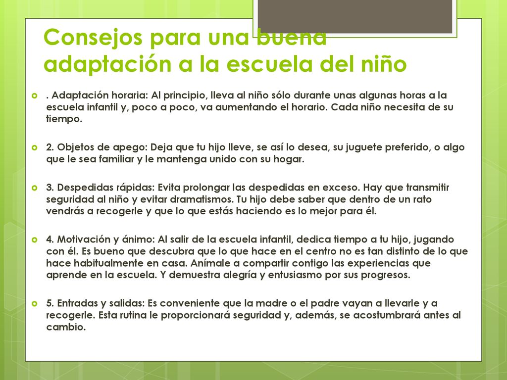 Consejos para una buena adaptación a la escuela del niño