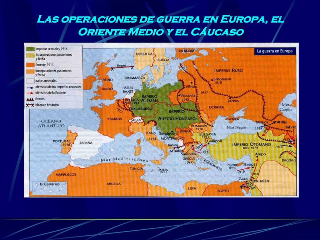 Las operaciones de guerra en Europa, el Oriente Medio y el Cáucaso