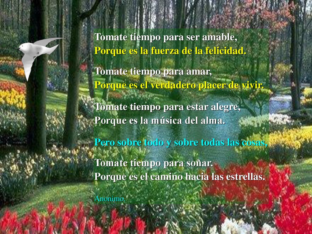 Tomate tiempo para ser amable, Porque es la fuerza de la felicidad.