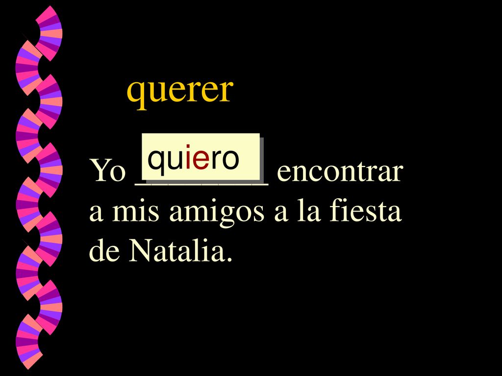 querer quiero Yo ________ encontrar a mis amigos a la fiesta de Natalia.