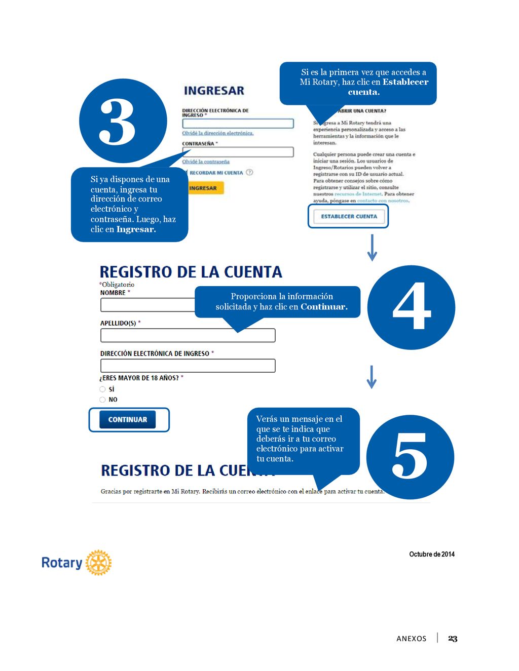 Si es la primera vez que accedes a Mi Rotary, haz clic en Establecer cuenta.