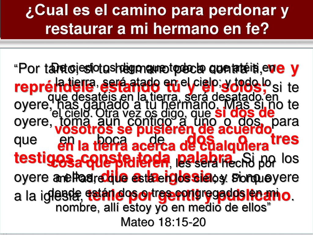¿Cual es el camino para perdonar y restaurar a mi hermano en fe