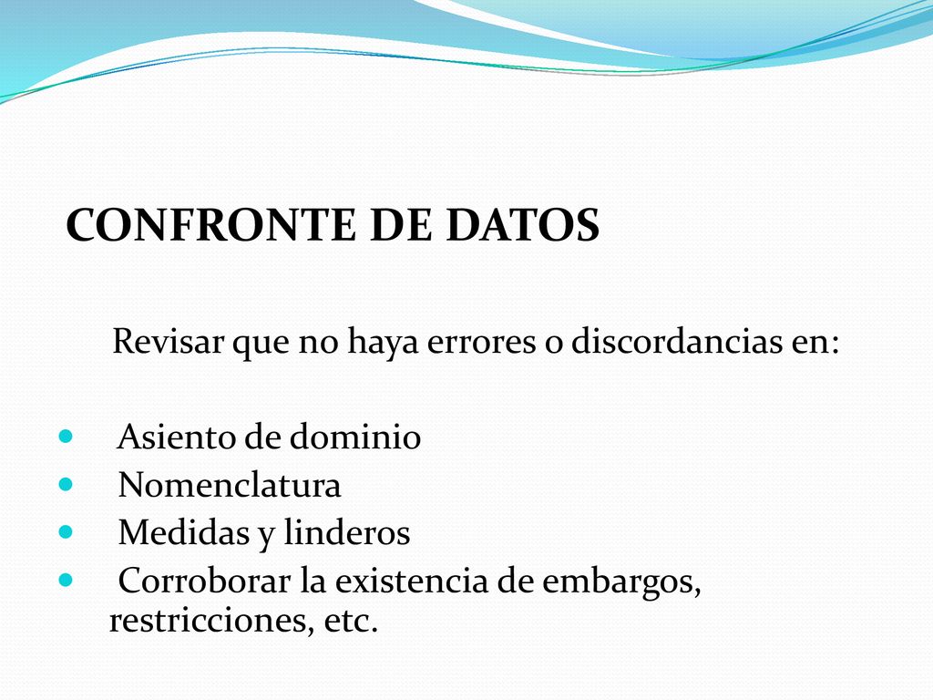 Revisar que no haya errores o discordancias en: