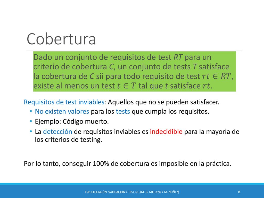 Especificación, Validación y Testing (M. G. Merayo y M. Núñez)