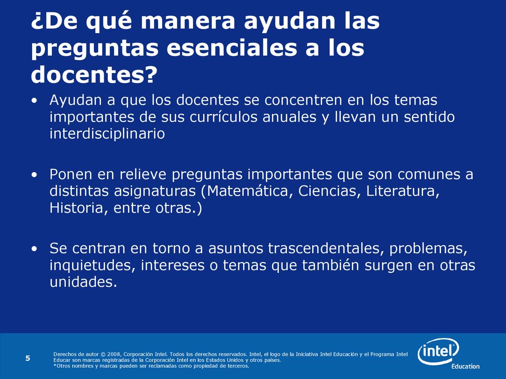 ¿De qué manera ayudan las preguntas esenciales a los docentes