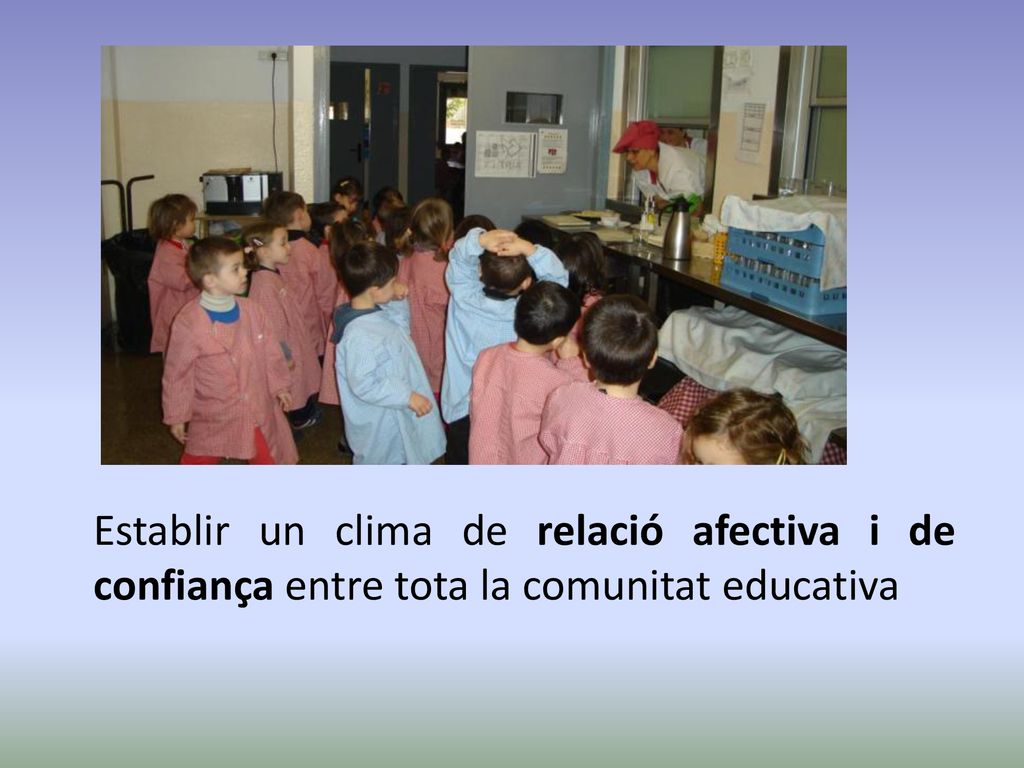 Establir un clima de relació afectiva i de confiança entre tota la comunitat educativa