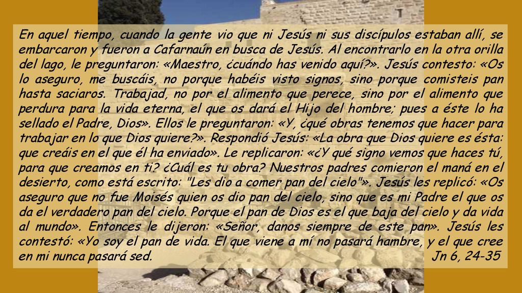 En aquel tiempo, cuando la gente vio que ni Jesús ni sus discípulos estaban allí, se embarcaron y fueron a Cafarnaún en busca de Jesús.